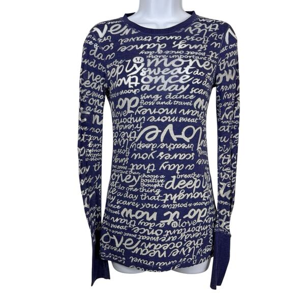 Lululemon Top Womens 6 Purple burnout manifesto mantra long sleeve sheer - Picture 1 of 7